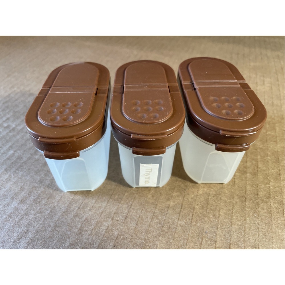 3 Tupperware # 1843 Modular Mates Spice Shaker Container Small‎ (brown)